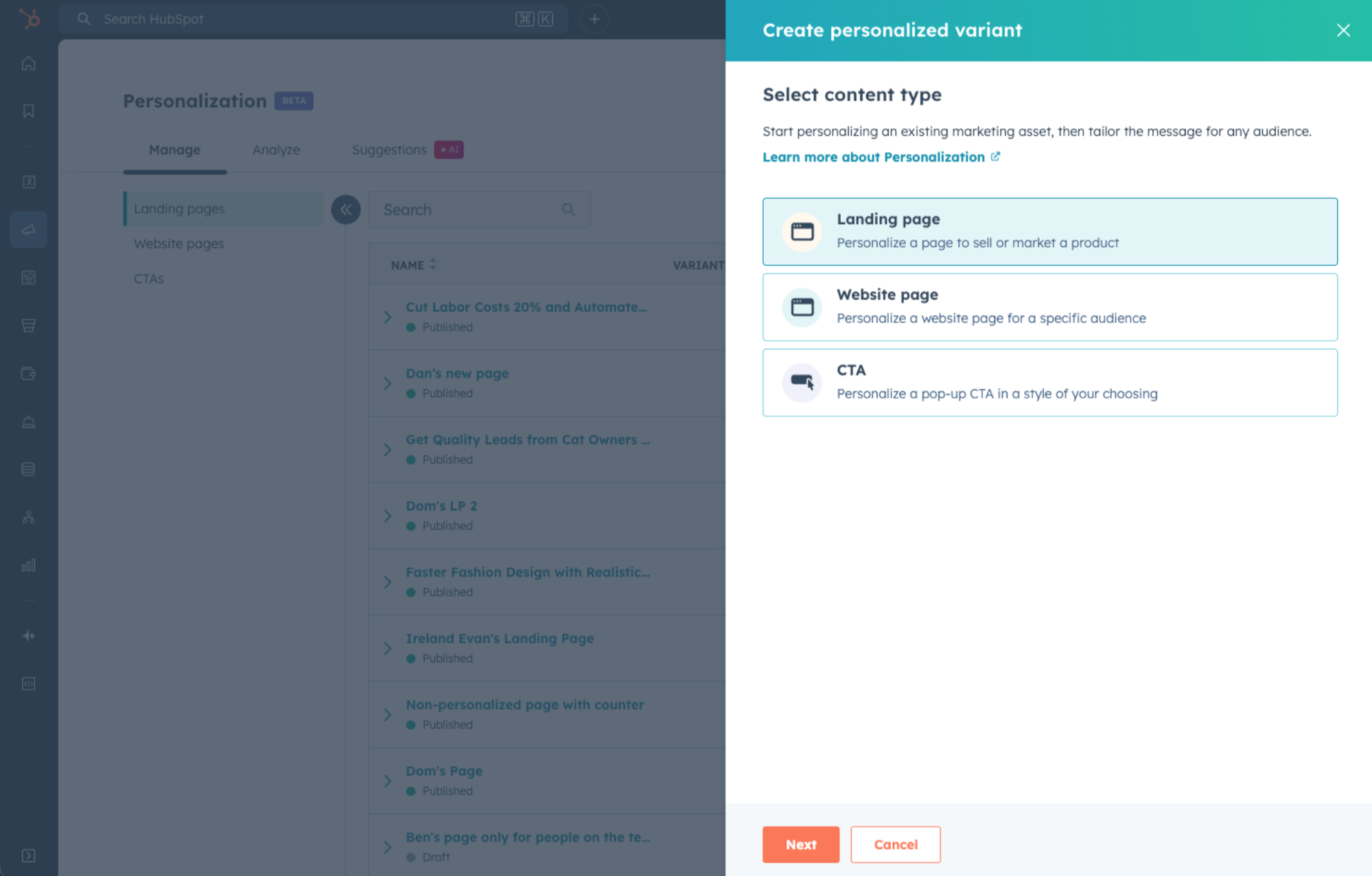 Personalised web pages